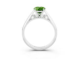 White gold Oval Cut Peridot Solitaire Engagement Ring with Cathedral Setting and Four-Prong Mount_27