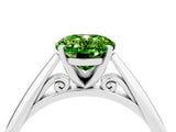 White gold Oval Cut Peridot Solitaire Engagement Ring with Cathedral Setting and Four-Prong Mount_28