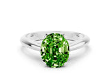 White gold Oval Cut Peridot Solitaire Engagement Ring with Cathedral Setting and Four-Prong Mount_30