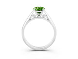 White gold Oval Cut Peridot Solitaire Engagement Ring with Cathedral Setting and Four-Prong Mount_33