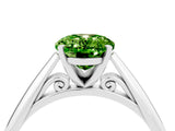 White gold Oval Cut Peridot Solitaire Engagement Ring with Cathedral Setting and Four-Prong Mount_34