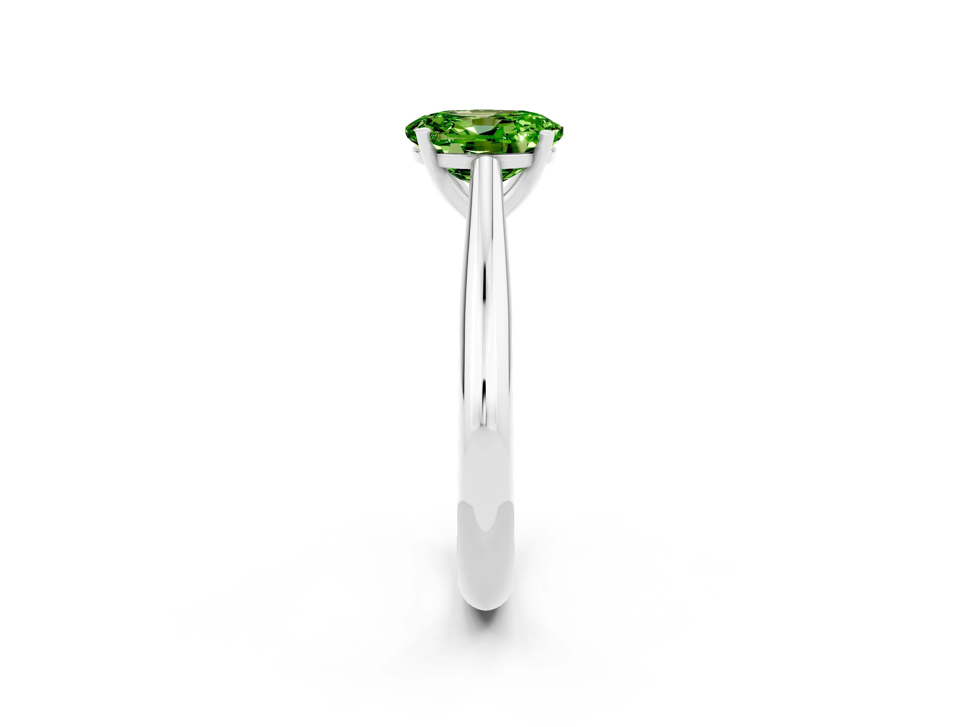 White gold Oval Cut Peridot Solitaire Engagement Ring with Cathedral Setting and Four-Prong Mount_50