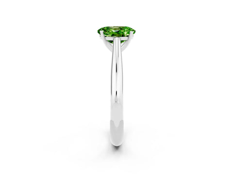 White gold Oval Cut Peridot Solitaire Engagement Ring with Cathedral Setting and Four-Prong Mount_58