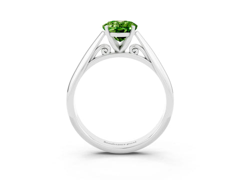White gold Oval Cut Peridot Solitaire Engagement Ring with Cathedral Setting and Four-Prong Mount_59