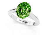 White gold Oval Cut Peridot Solitaire Engagement Ring with Cathedral Setting and Four-Prong Mount_85