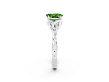 White gold Oval Cut Peridot Solitaire Engagement Ring with Celtic Knot Band and Four-Prong Setting_2