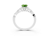 White gold Oval Cut Peridot Solitaire Engagement Ring with Celtic Knot Band and Four-Prong Setting_3