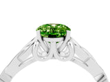 White gold Oval Cut Peridot Solitaire Engagement Ring with Celtic Knot Band and Four-Prong Setting_4