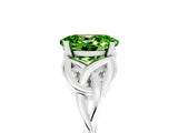 White gold Oval Cut Peridot Solitaire Engagement Ring with Celtic Knot Band and Four-Prong Setting_5