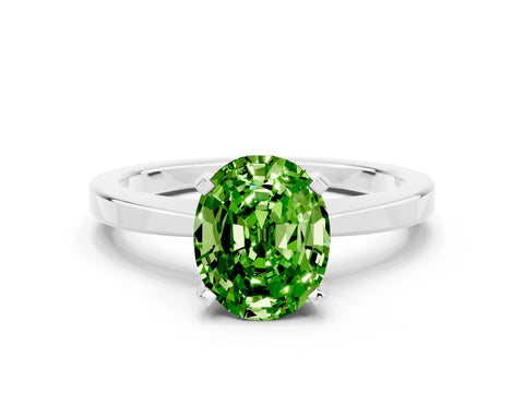 White gold Oval Cut Peridot Solitaire Engagement Ring with Classic Band and Four-Prong Setting_24