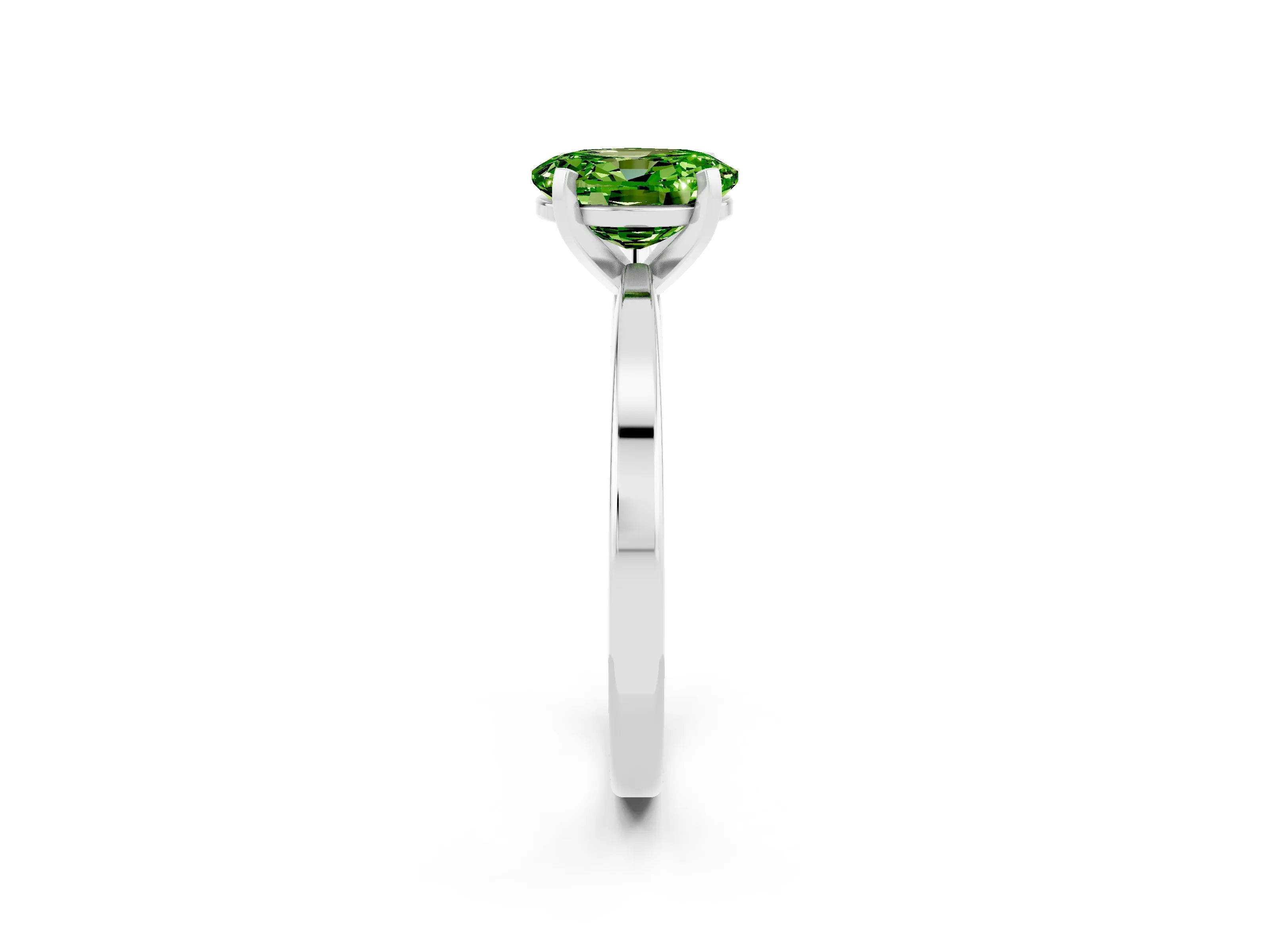 White gold Oval Cut Peridot Solitaire Engagement Ring with Classic Band and Four-Prong Setting_26