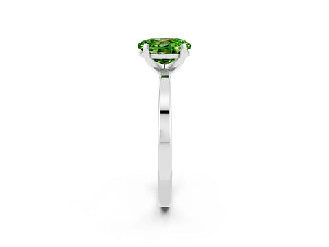 White gold Oval Cut Peridot Solitaire Engagement Ring with Classic Band and Four-Prong Setting_26