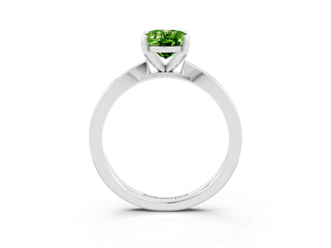 White gold Oval Cut Peridot Solitaire Engagement Ring with Classic Band and Four-Prong Setting_27