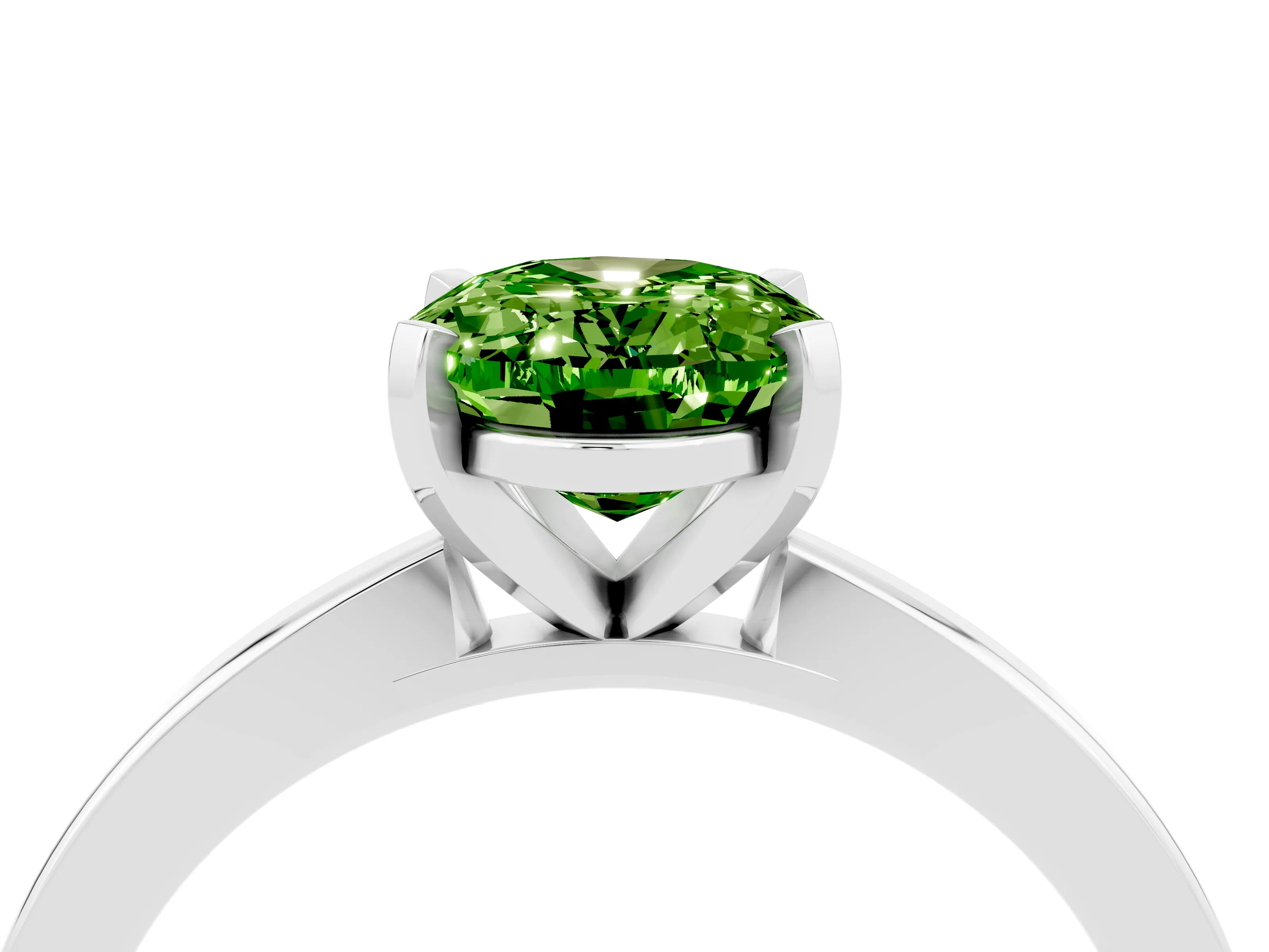 White gold Oval Cut Peridot Solitaire Engagement Ring with Classic Band and Four-Prong Setting_28