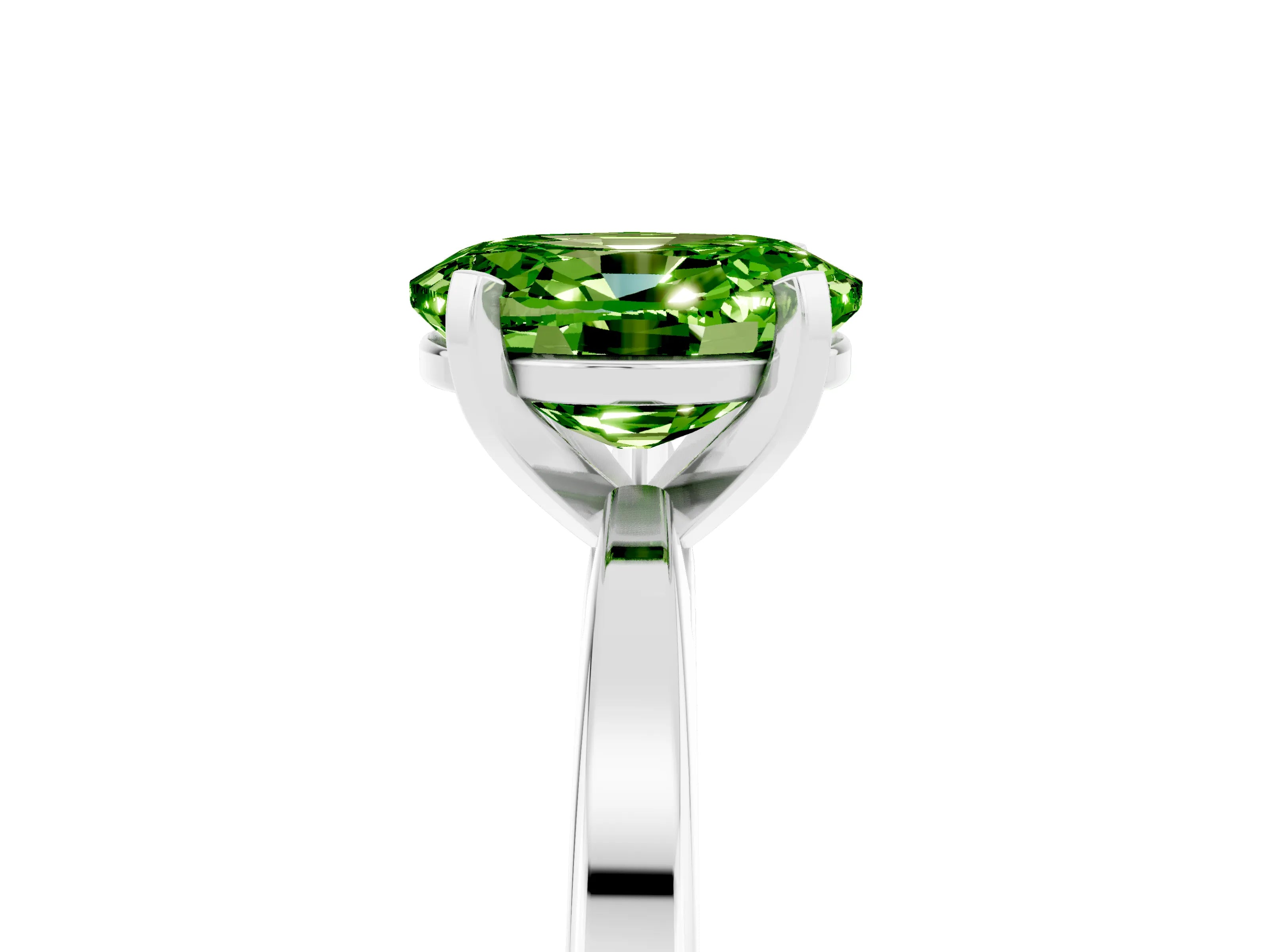 White gold Oval Cut Peridot Solitaire Engagement Ring with Classic Band and Four-Prong Setting_29