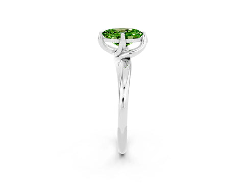 White gold Oval Cut Peridot Solitaire Engagement Ring with Four-Prong Setting and Classic Band_14