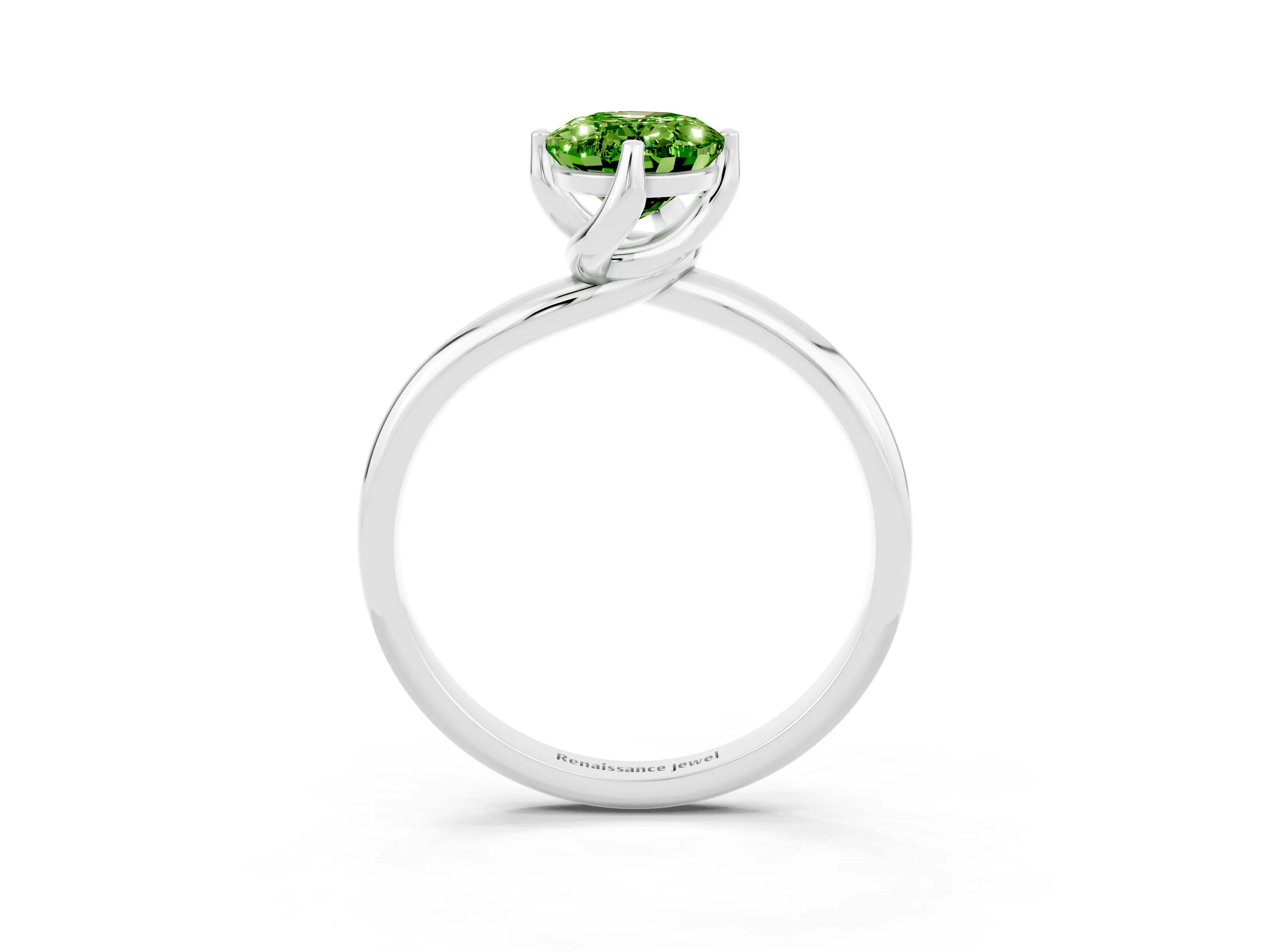 White gold Oval Cut Peridot Solitaire Engagement Ring with Four-Prong Setting and Classic Band_15