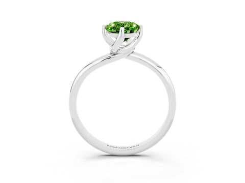 White gold Oval Cut Peridot Solitaire Engagement Ring with Four-Prong Setting and Classic Band_15