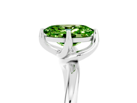 White gold Oval Cut Peridot Solitaire Engagement Ring with Four-Prong Setting and Classic Band_17