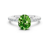White gold Oval Cut Peridot Solitaire Engagement Ring with Pavé Band and Four-Prong Setting_24