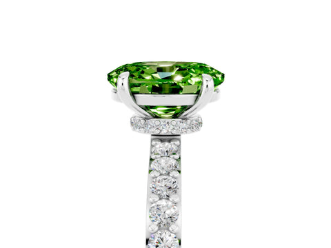 White gold Oval Cut Peridot Solitaire Engagement Ring with Pavé Band and Four-Prong Setting_24