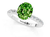 White gold Oval Cut Peridot Solitaire Engagement Ring with Pavé Band and Four-Prong Setting_25
