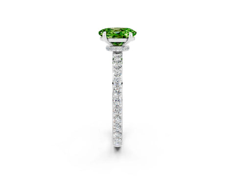 White gold Oval Cut Peridot Solitaire Engagement Ring with Pavé Band and Four-Prong Setting_26