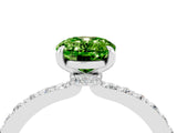 White gold Oval Cut Peridot Solitaire Engagement Ring with Pavé Band and Four-Prong Setting_28