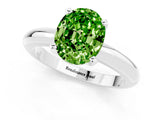 White gold Oval Cut Peridot Solitaire Engagement Ring with Round Band and Four-Prong Setting_1