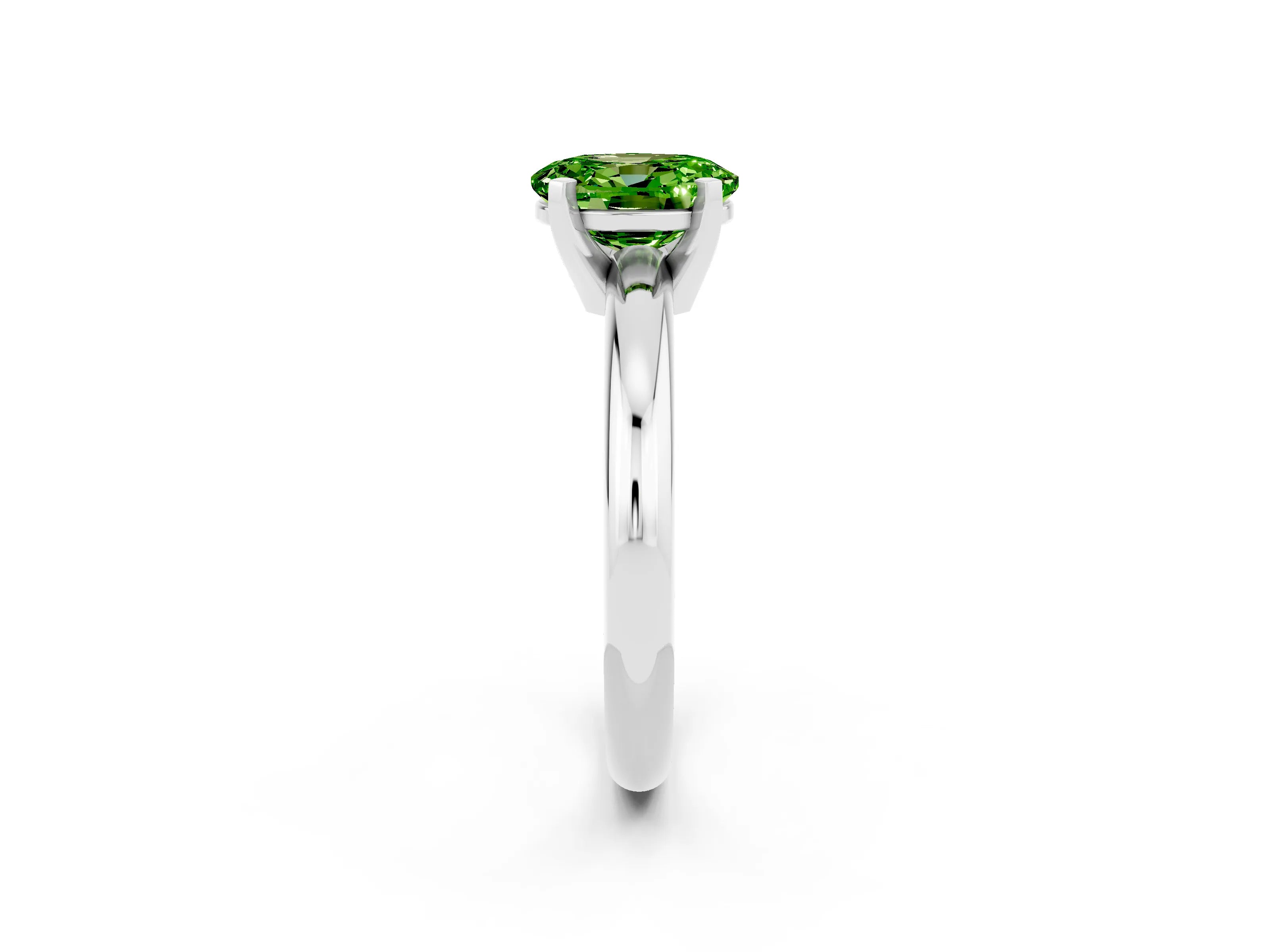 White gold Oval Cut Peridot Solitaire Engagement Ring with Round Band and Four-Prong Setting_2