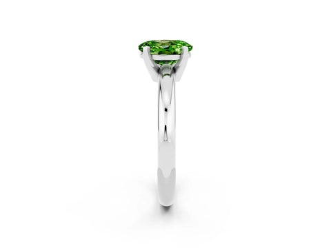 White gold Oval Cut Peridot Solitaire Engagement Ring with Round Band and Four-Prong Setting_2