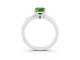 White gold Oval Cut Peridot Solitaire Engagement Ring with Round Band and Four-Prong Setting_3
