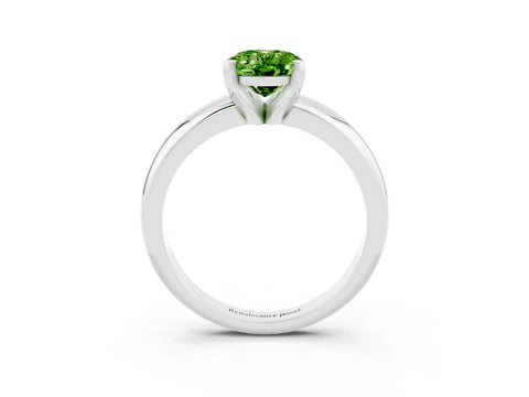 White gold Oval Cut Peridot Solitaire Engagement Ring with Round Band and Four-Prong Setting_3