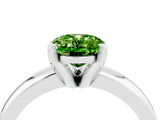 White gold Oval Cut Peridot Solitaire Engagement Ring with Round Band and Four-Prong Setting_4