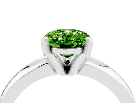 White gold Oval Cut Peridot Solitaire Engagement Ring with Round Band and Four-Prong Setting_4