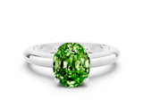 White gold Oval Cut Peridot Solitaire Engagement Ring with Round Band and Four-Prong Setting