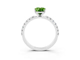 White gold Oval Cut Peridot Solitaire Pavé Band with Four-Prong Setting_3