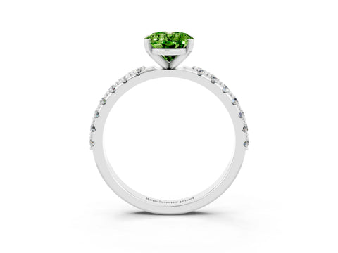 White gold Oval Cut Peridot Solitaire Pavé Band with Four-Prong Setting_3