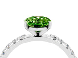 White gold Oval Cut Peridot Solitaire Pavé Band with Four-Prong Setting_4