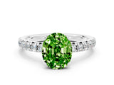White gold Oval Cut Peridot Solitaire Pavé Engagement Ring with Round Band and Prong Setting_12