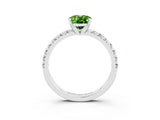 White gold Oval Cut Peridot Solitaire Pavé Engagement Ring with Round Band and Prong Setting_15