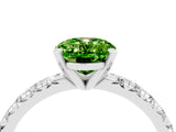 White gold Oval Cut Peridot Solitaire Pavé Engagement Ring with Round Band and Prong Setting_16