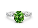 White gold Oval Cut Peridot Solitaire Pavé Engagement Ring with Round Band and Prong Setting_66