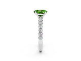 White gold Oval Cut Peridot Solitaire Pavé Engagement Ring with Round Band and Prong Setting_68