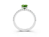 White gold Oval Cut Peridot Solitaire Pavé Engagement Ring with Round Band and Prong Setting_69