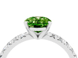 White gold Oval Cut Peridot Solitaire Pavé Engagement Ring with Round Band and Prong Setting_70