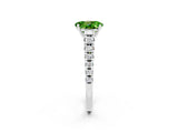 White gold Oval Cut Peridot Solitaire Ring with Cathedral Setting and Pavé Band_2
