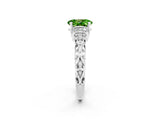 White gold Oval Cut Peridot Solitaire Ring with Filigree Band and Four-Prong Setting_26