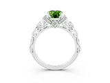 White gold Oval Cut Peridot Solitaire Ring with Filigree Band and Four-Prong Setting_27