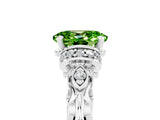 White gold Oval Cut Peridot Solitaire Ring with Filigree Band and Four-Prong Setting_29